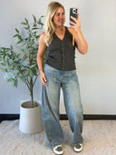 JESSY // knit basic top grijs