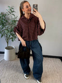 SANNY // check blouse burgundy