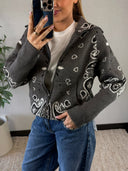 JOLIE // vest met paisley print grijs