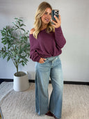 LIVIA // off shoulder soft knit plum